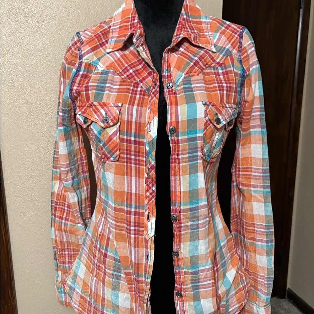 BKE Multicolor Plaid Fitted Shirt